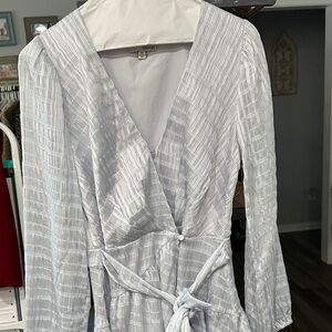 Greylin Light Blue Textured Wrap Dress